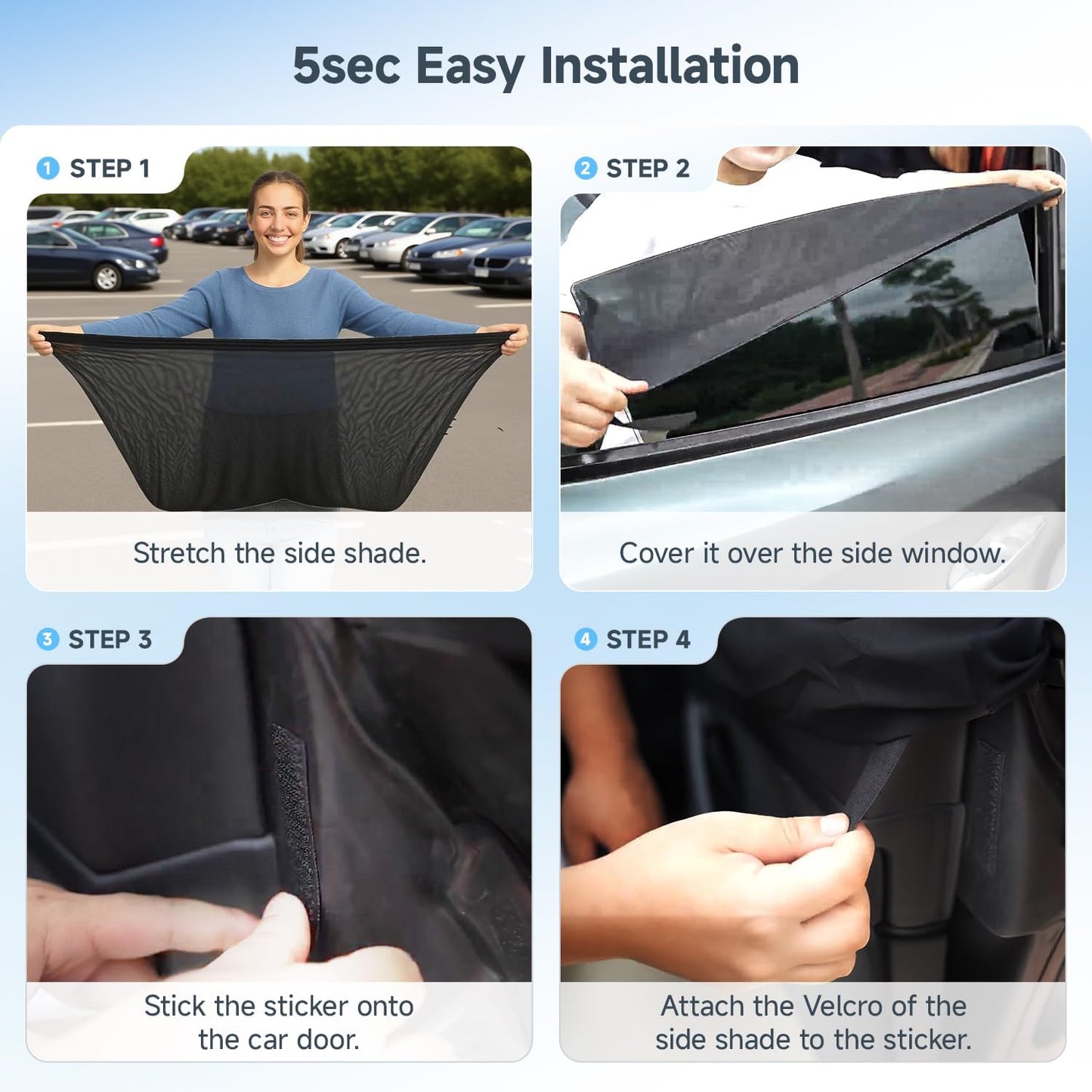 Car Window Shades for Baby (100% UV & Sun Block) Car Side Windows Covers Sun Shades for Baby in Car,Easy-Install Nano Ice-Crystal Coating-Universal Fit (Medium),2 Pack