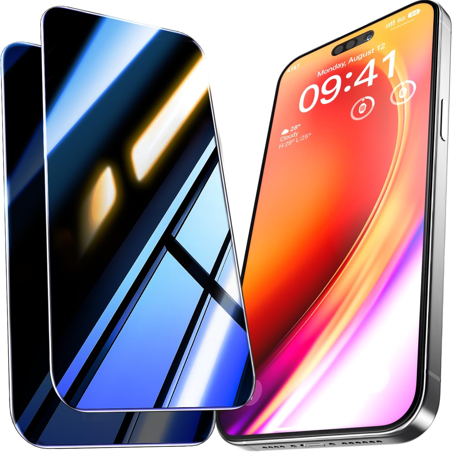 9H+ Top Glass for iPhone 16 Pro Privacy Screen Protector (13FT Military Grade Shatterproof & 100% Anti-Spy) Privacy Screen iPhone 16 Pro Glass,2 Pack