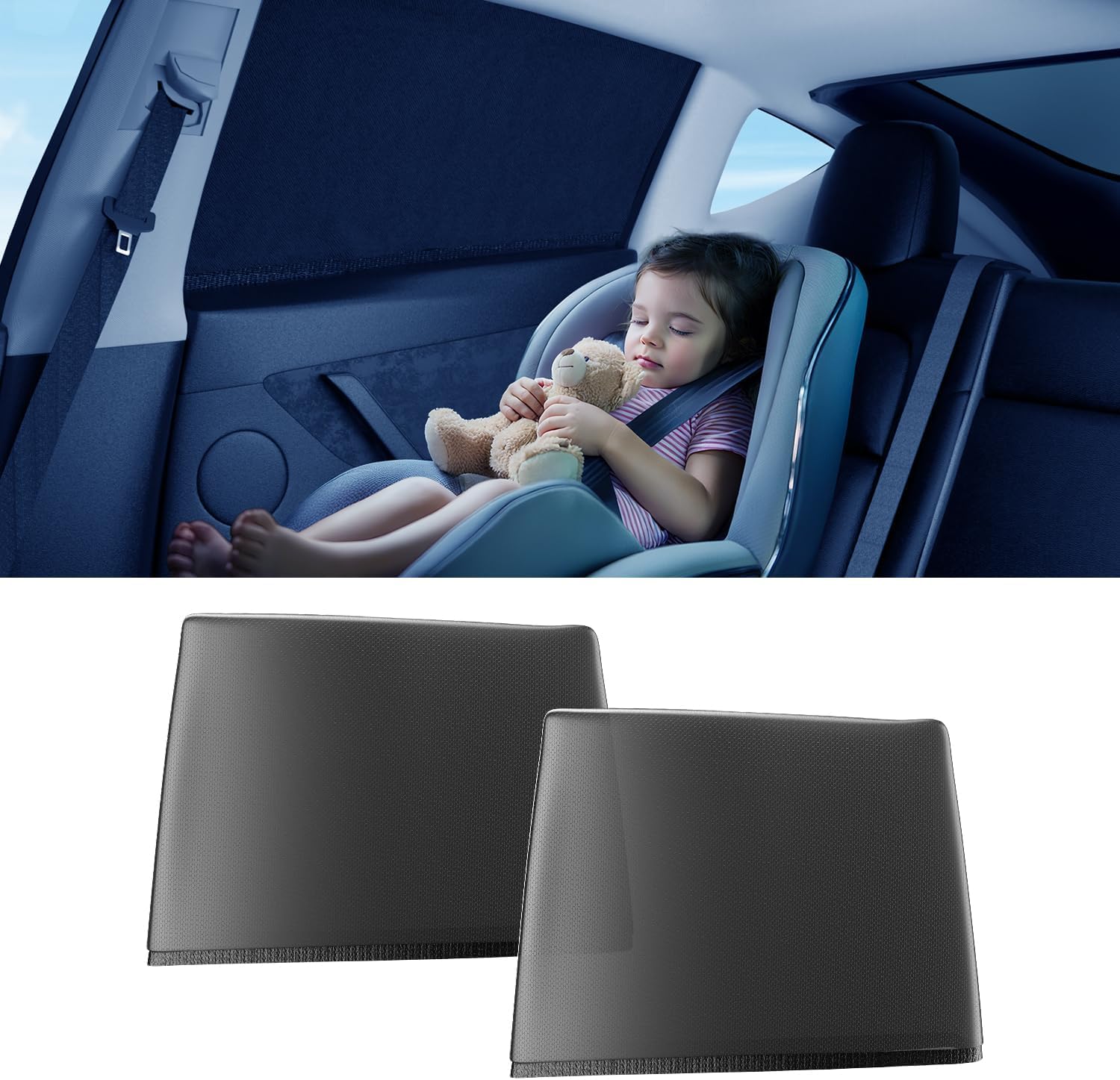 Car Window Shades for Baby (100% UV & Sun Block) Car Side Windows Covers Sun Shades for Baby in Car,Easy-Install Nano Ice-Crystal Coating-Universal Fit (Medium),2 Pack