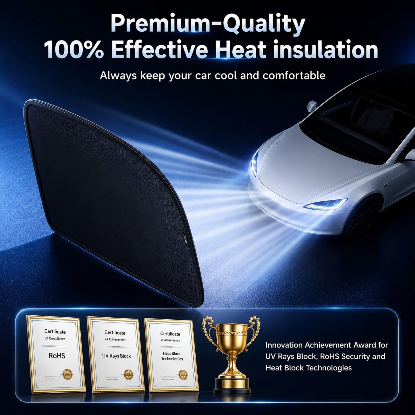 Car Window Shades for Baby (100% UV & Sun Block) Car Side Windows Covers Sun Shades for Baby in Car,Easy-Install Nano Ice-Crystal Coating-Universal Fit (Medium),2 Pack