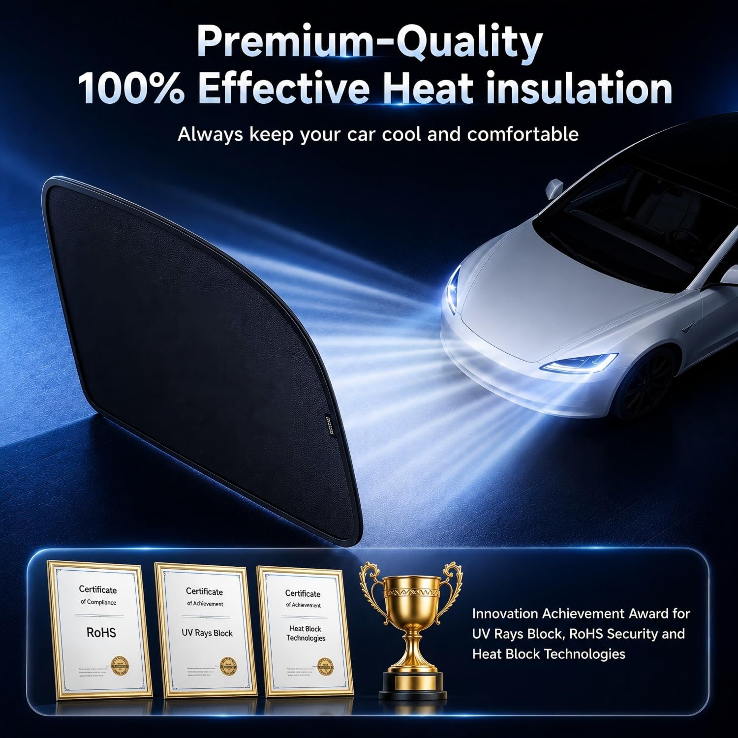 Car Window Shades for Baby (100% UV & Sun Block) Car Side Windows Covers Sun Shades for Baby in Car,Easy-Install Nano Ice-Crystal Coating-Universal Fit (Medium),2 Pack