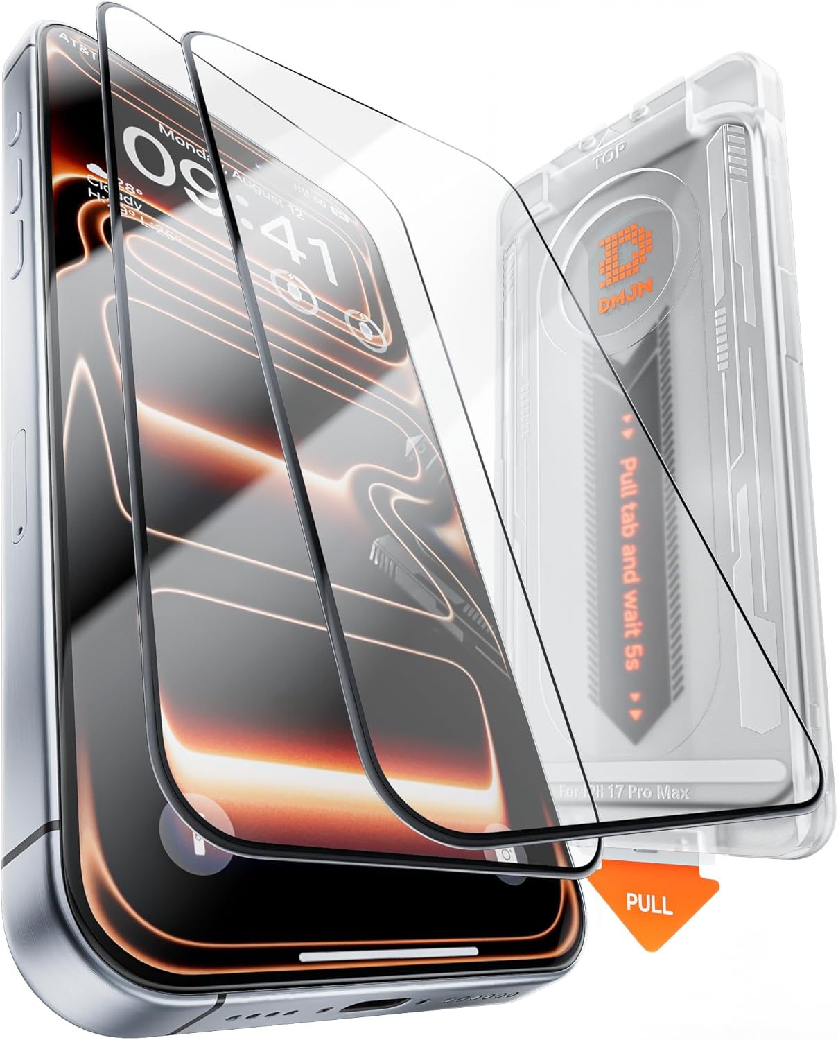 DMJN for iPhone 17 Pro Screen Protector (N0.1 Military Grade Shatterproof) Screen Protector 17 Pro Tempered Glass,Easy Installation,Full Edge Coverage,9H+ Glass,2 Pack
