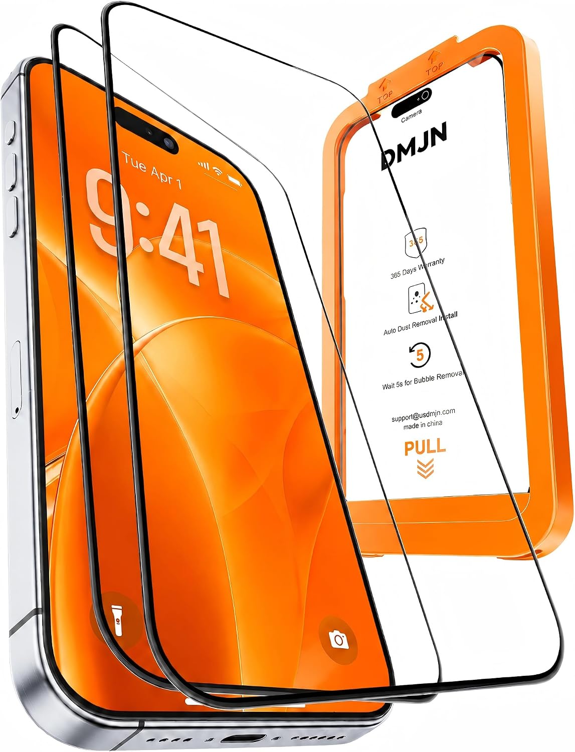 DMJN UNBREAK Designed for iPhone 17 Pro Screen Protector 6,3 Inch (N0.1 Military Grade Shatterproof) Tempered Glass, Easy Installation, Case Friendly, Full Coverage, 9H+ Glass, HD Clear, 2 Pack