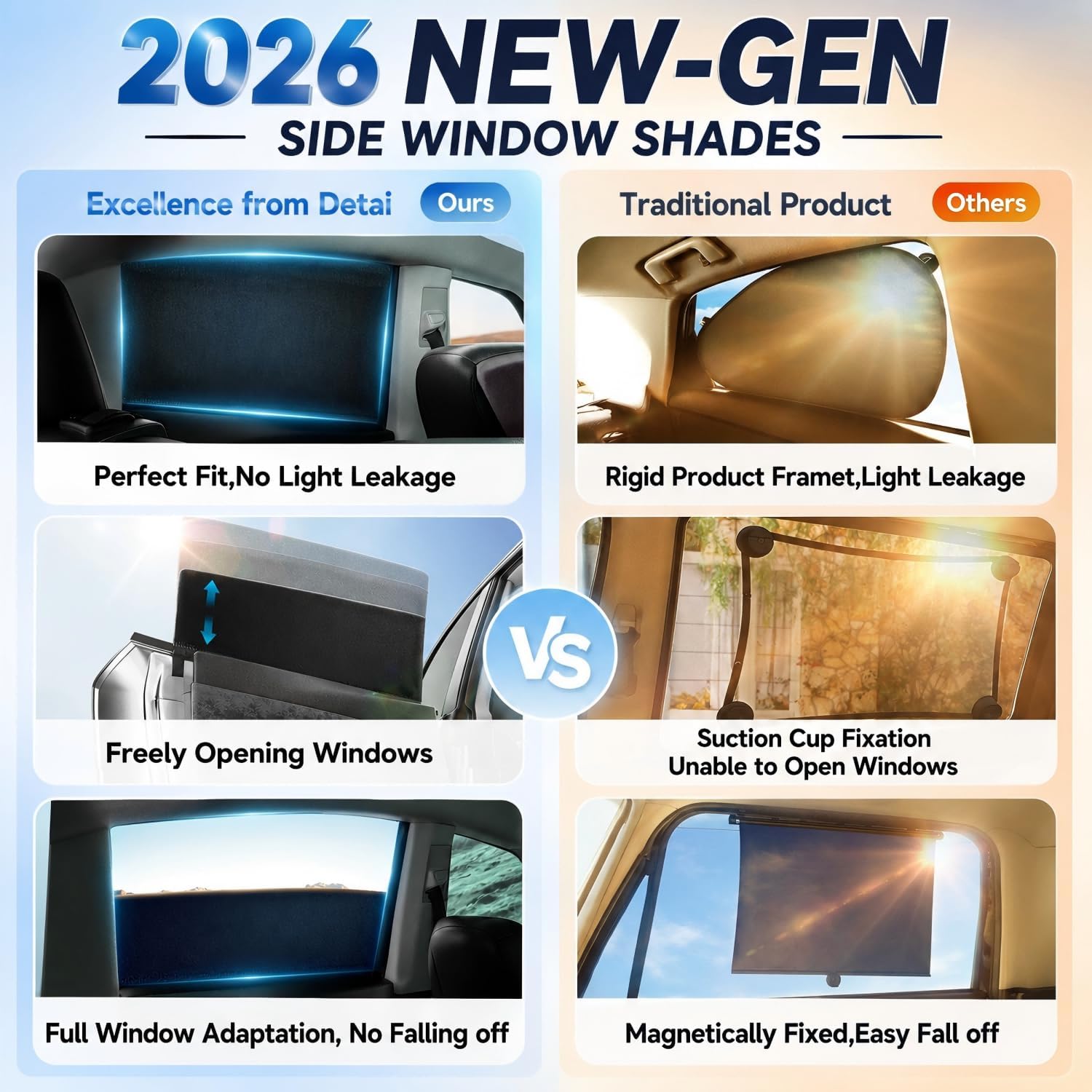 Car Window Shades for Baby (100% UV & Sun Block) Car Side Windows Covers Sun Shades for Baby in Car,Easy-Install Nano Ice-Crystal Coating-Universal Fit (Medium),2 Pack