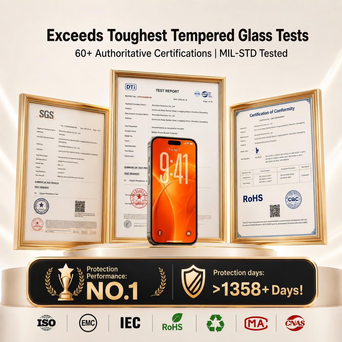 DMJN UNBREAK Designed for iPhone 17 Pro Screen Protector 6,3 Inch (N0.1 Military Grade Shatterproof) Tempered Glass, Easy Installation, Case Friendly, Full Coverage, 9H+ Glass, HD Clear, 2 Pack