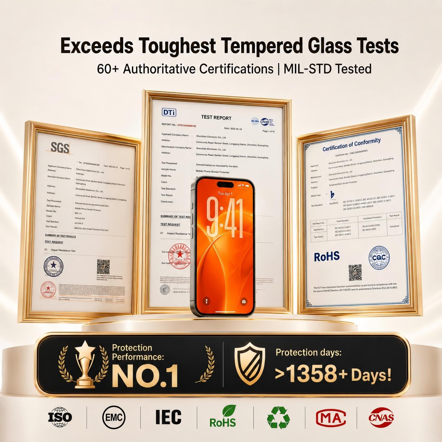 DMJN UNBREAK Designed for iPhone 17 Pro Screen Protector 6,3 Inch (N0.1 Military Grade Shatterproof) Tempered Glass, Easy Installation, Case Friendly, Full Coverage, 9H+ Glass, HD Clear, 2 Pack